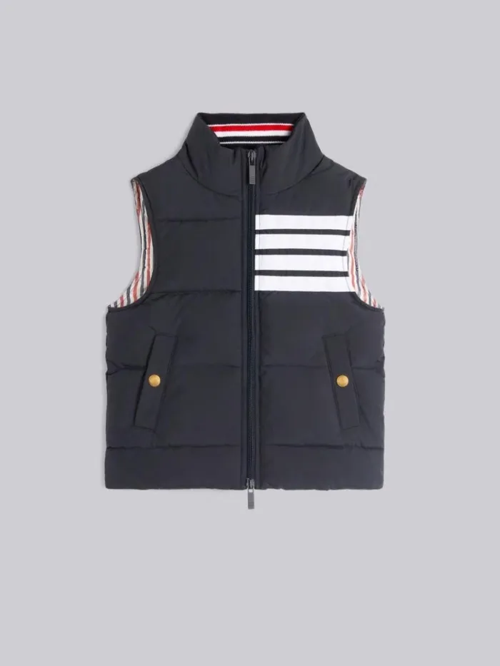 Ripstop Down Filled 4bar Vest Navy GirlsBoys Thom Browne Jackets And Outerwear Ripstop Down Filled 4bar Vest Navy GirlsBoys Thom Browne Jackets And Outerwear