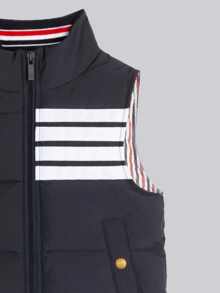 Ripstop Down Filled 4bar Vest Navy GirlsBoys Thom Browne Jackets And Outerwear