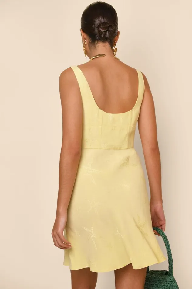 Ronan Starfish Jacquard Lemon Women RIXO Dresses Ronan Starfish Jacquard Lemon Women RIXO Dresses