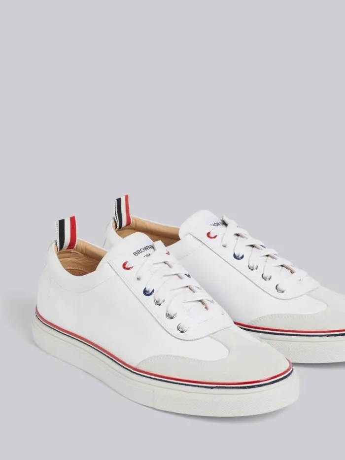 Rubber Calfskin Trainer White Men Thom Browne Sneakers Rubber Calfskin Trainer White Men Thom Browne Sneakers