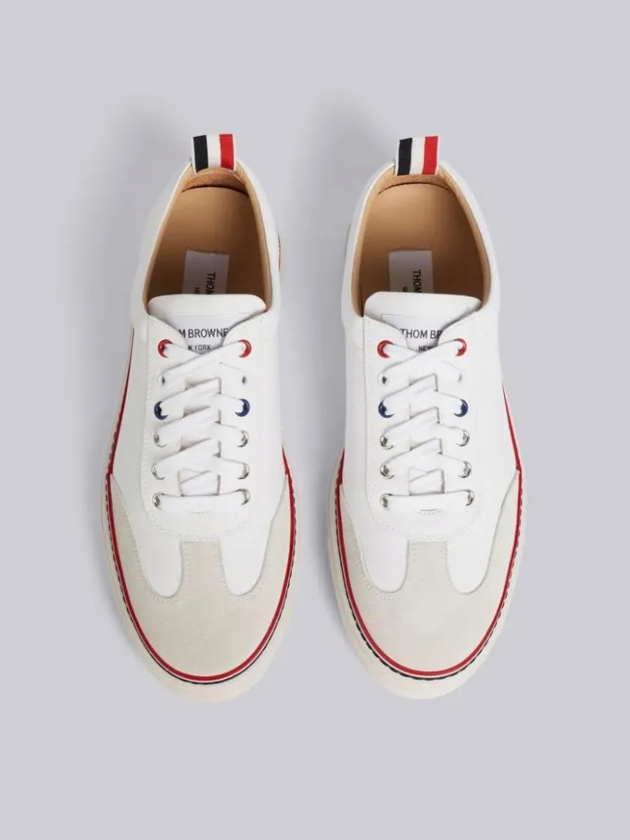 Rubber Calfskin Trainer White Men Thom Browne Sneakers Rubber Calfskin Trainer White Men Thom Browne Sneakers