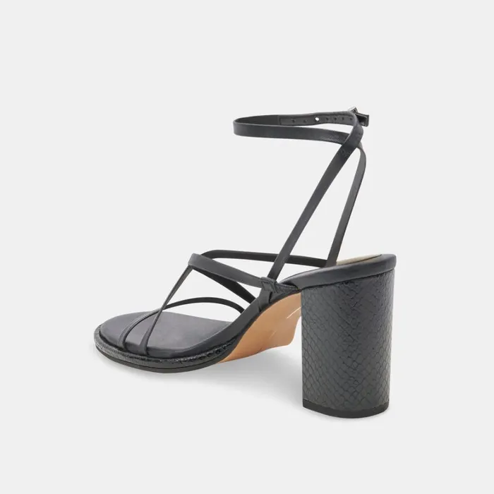 Sandals Women Dolce Vita Barly Heels Black Leather