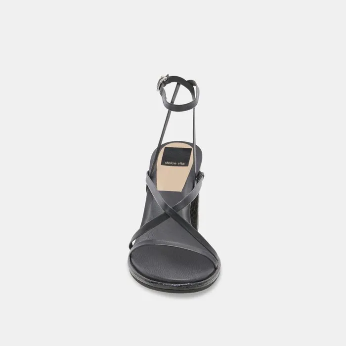 Sandals Women Dolce Vita Barly Heels Black Leather