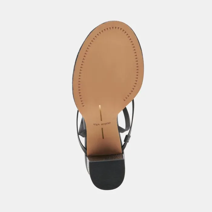 Sandals Women Dolce Vita Barly Heels Black Leather