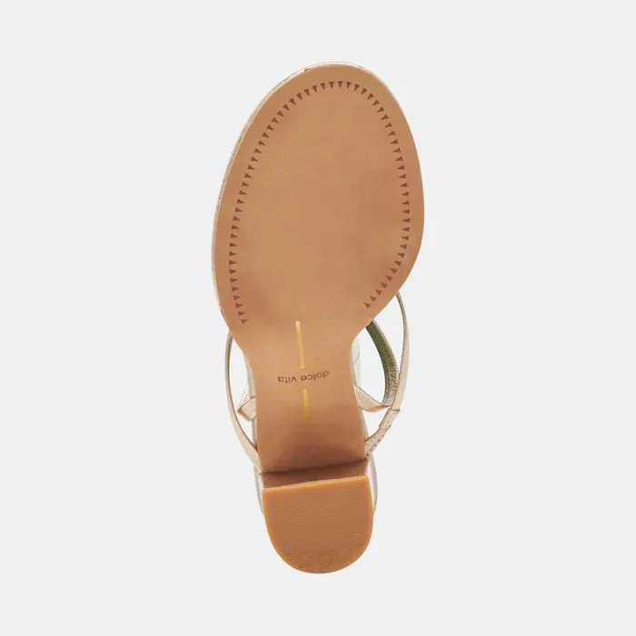 Sandals Women Dolce Vita Barly Heels Light Gold Metallic Leather