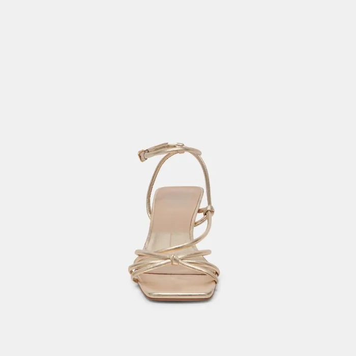 Sandals Women Dolce Vita Bev Heels Gold Metallic Leather