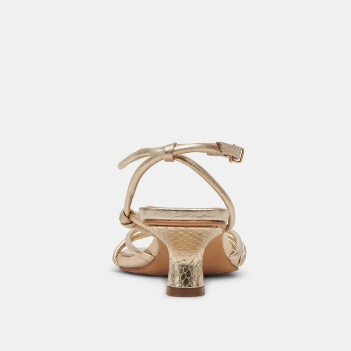 Sandals Women Dolce Vita Bev Heels Gold Metallic Leather