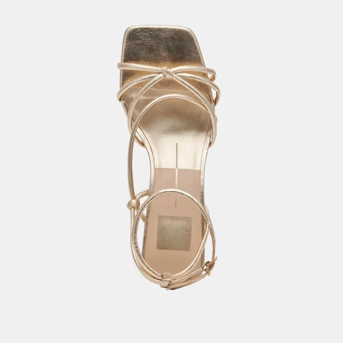 Sandals Women Dolce Vita Bev Heels Gold Metallic Leather