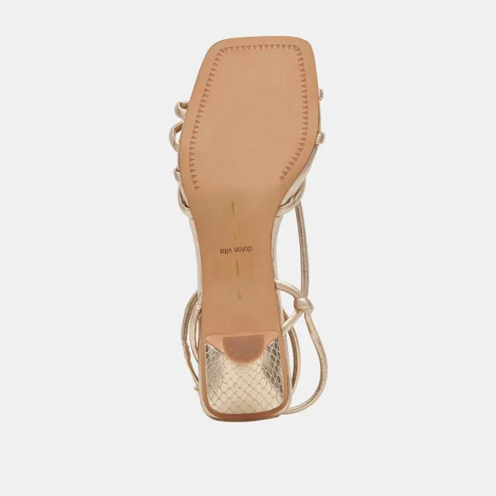 Sandals Women Dolce Vita Bev Heels Gold Metallic Leather