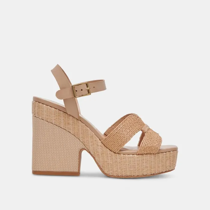 Sandals Women Dolce Vita Cale Heels Lt Natural Raffia