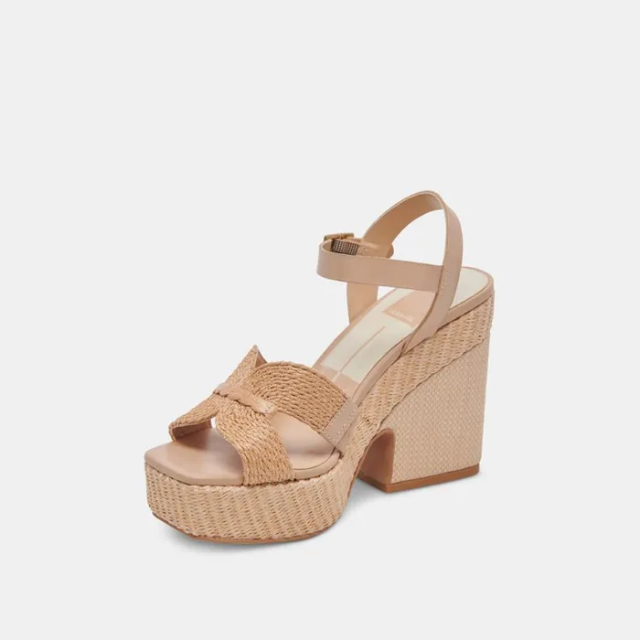 Sandals Women Dolce Vita Cale Heels Lt Natural Raffia