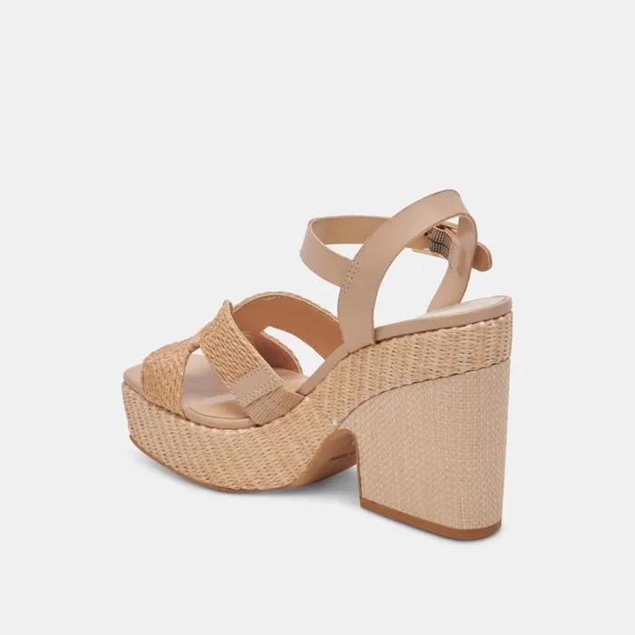 Sandals Women Dolce Vita Cale Heels Lt Natural Raffia