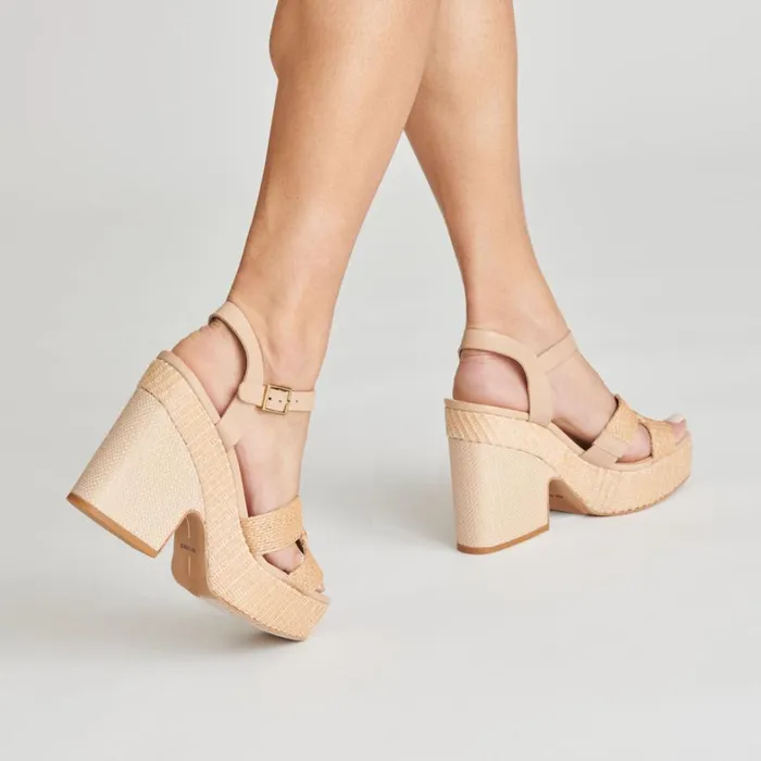 Sandals Women Dolce Vita Cale Heels Lt Natural Raffia