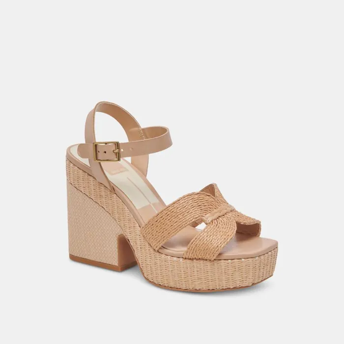 Sandals Women Dolce Vita Cale Heels Lt Natural Raffia