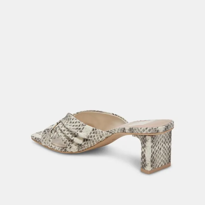 Sandals Women Dolce Vita Carlan Heels Grey White Embossed Snake