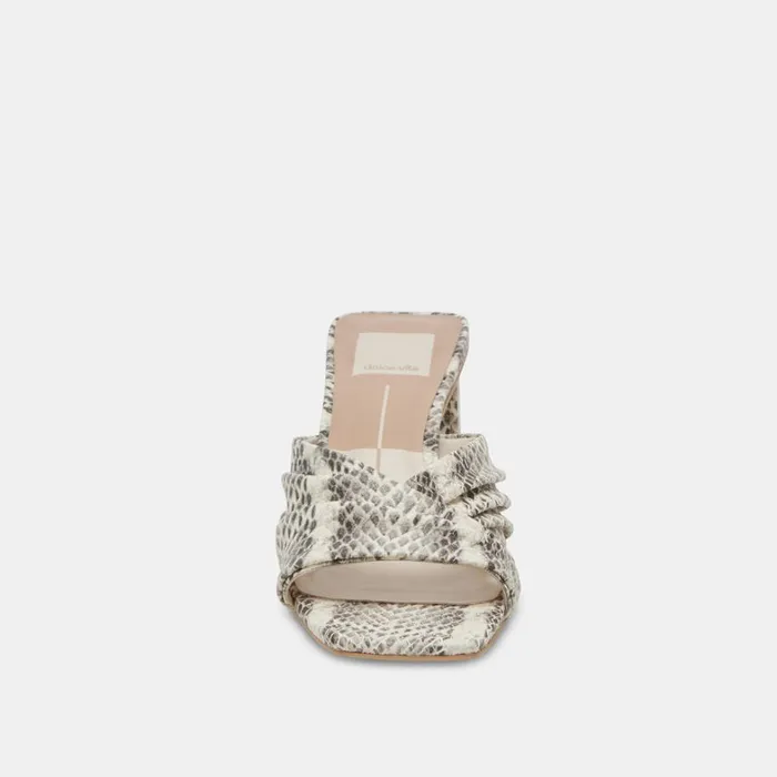 Sandals Women Dolce Vita Carlan Heels Grey White Embossed Snake