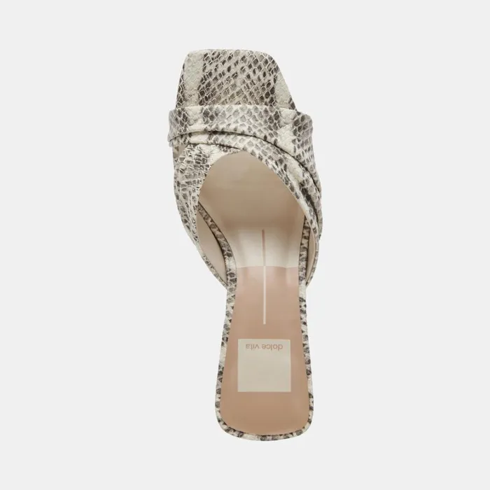 Sandals Women Dolce Vita Carlan Heels Grey White Embossed Snake