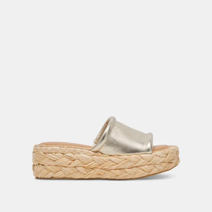 Sandals Women Dolce Vita Chavi Wide Sandals Light Gold Metallic Leather