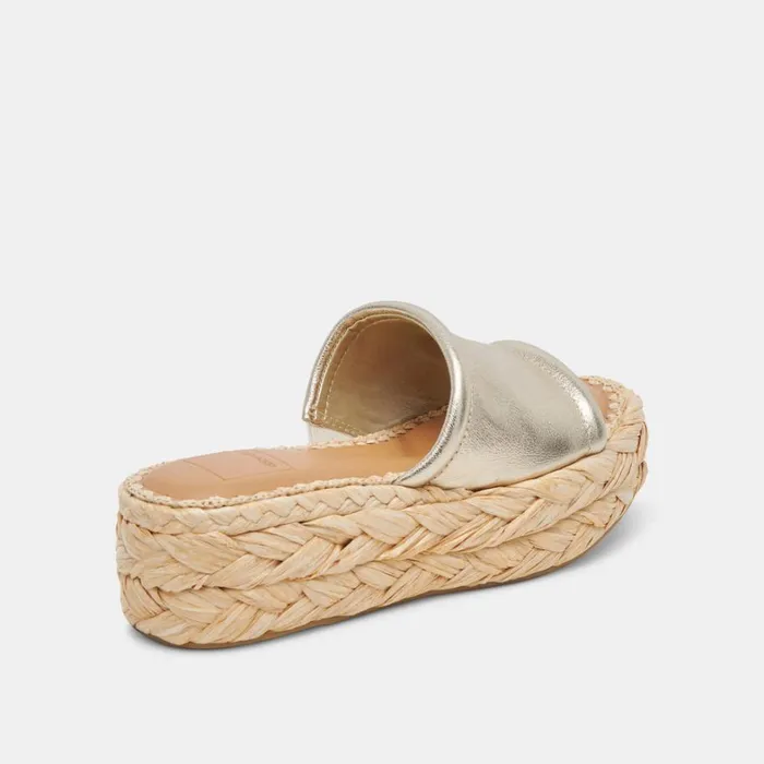 Sandals Women Dolce Vita Chavi Wide Sandals Light Gold Metallic Leather