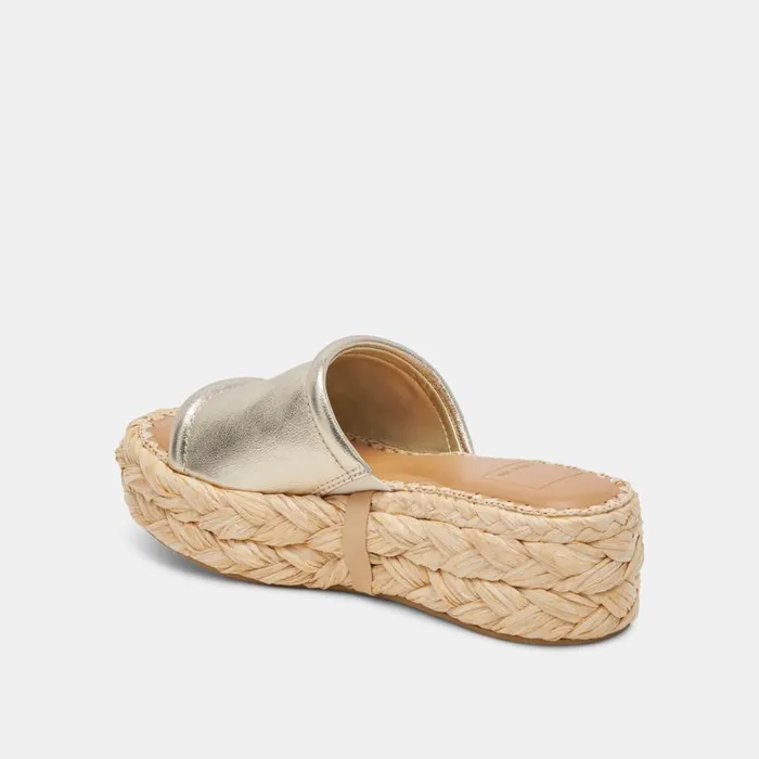 Sandals Women Dolce Vita Chavi Wide Sandals Light Gold Metallic Leather