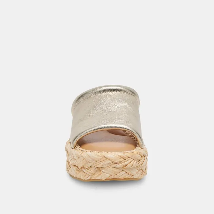 Sandals Women Dolce Vita Chavi Wide Sandals Light Gold Metallic Leather