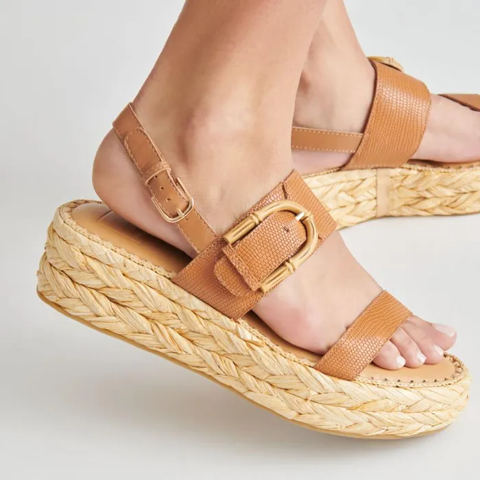Sandals Women Dolce Vita Chera Sandals Tan Embossed Leather