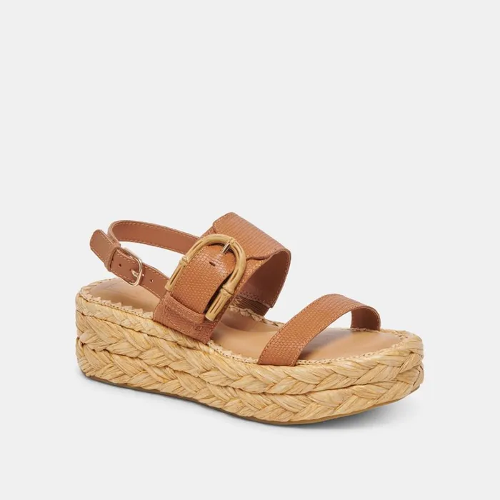 Sandals Women Dolce Vita Chera Sandals Tan Embossed Leather