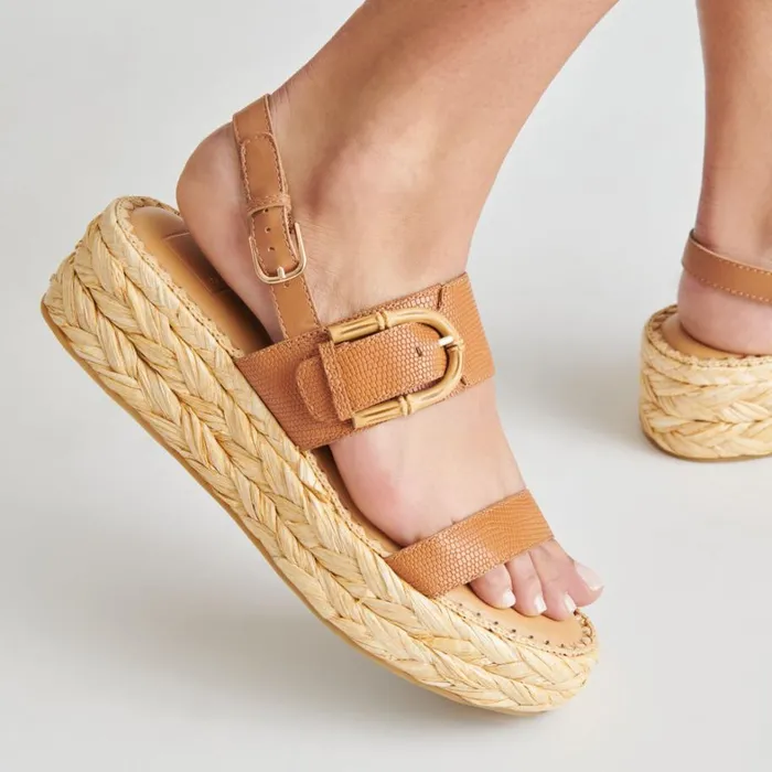 Sandals Women Dolce Vita Chera Sandals Tan Embossed Leather