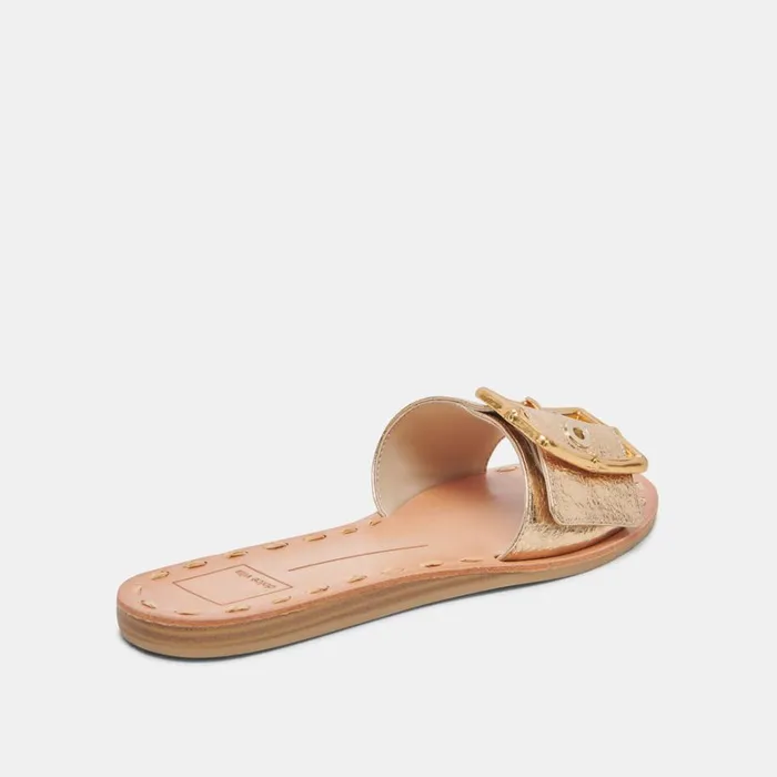 Sandals Women Dolce Vita Dasa Sandals Gold Crackled Leather