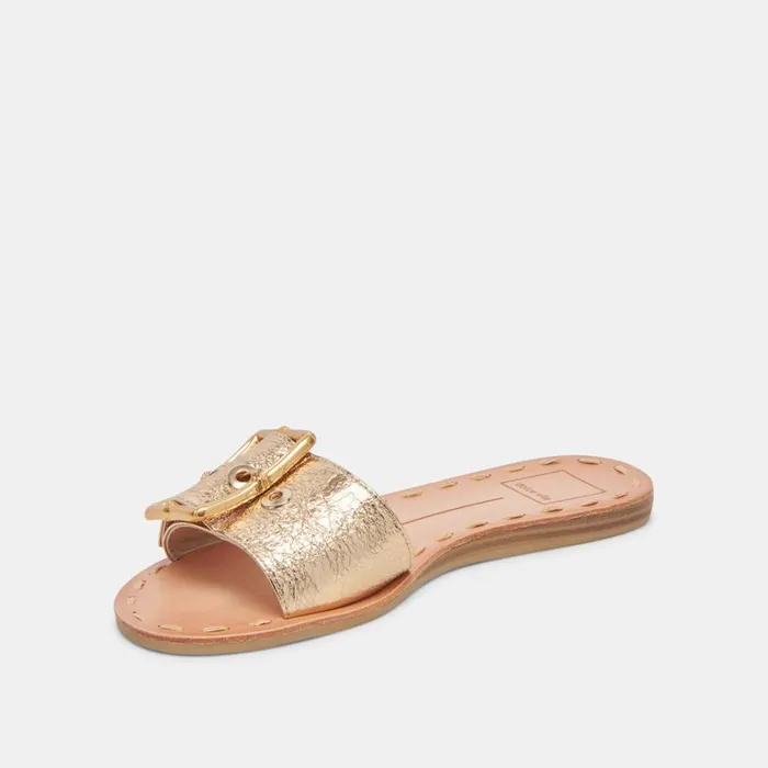 Sandals Women Dolce Vita Dasa Sandals Gold Crackled Leather
