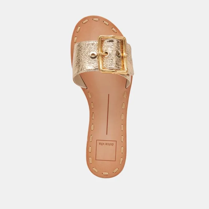 Sandals Women Dolce Vita Dasa Sandals Gold Crackled Leather