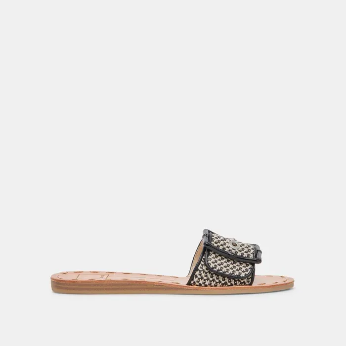 Sandals Women Dolce Vita Dasa Wide Sandals Black Natural Raffia