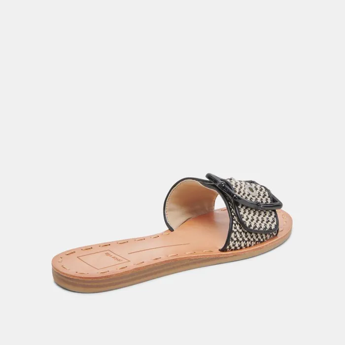 Sandals Women Dolce Vita Dasa Wide Sandals Black Natural Raffia