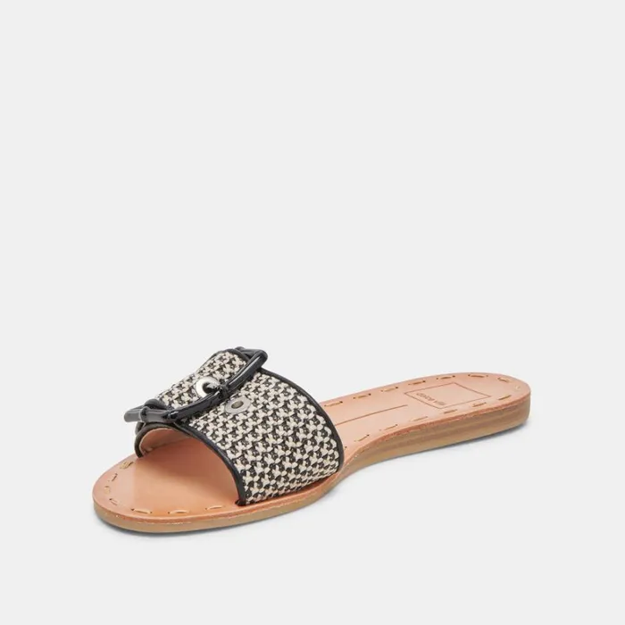 Sandals Women Dolce Vita Dasa Wide Sandals Black Natural Raffia