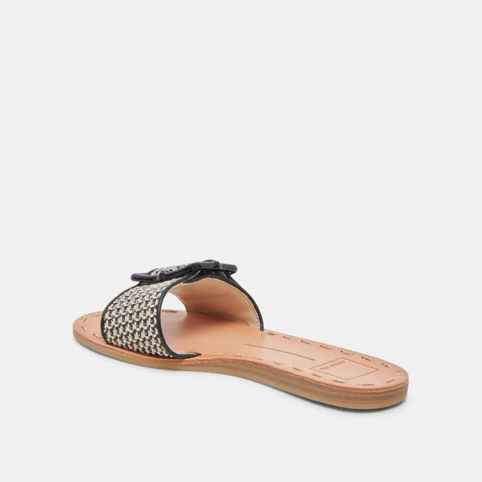Sandals Women Dolce Vita Dasa Wide Sandals Black Natural Raffia