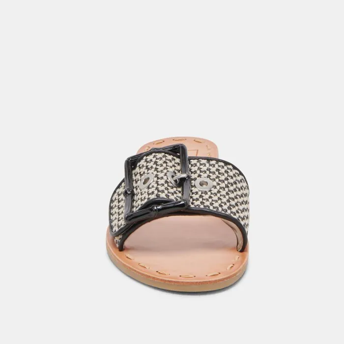 Sandals Women Dolce Vita Dasa Wide Sandals Black Natural Raffia