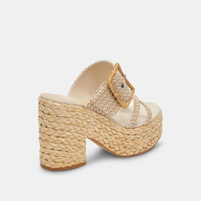 Sandals Women Dolce Vita Edwina Heels White Natural Raffia