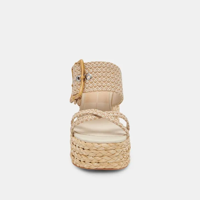 Sandals Women Dolce Vita Edwina Heels White Natural Raffia