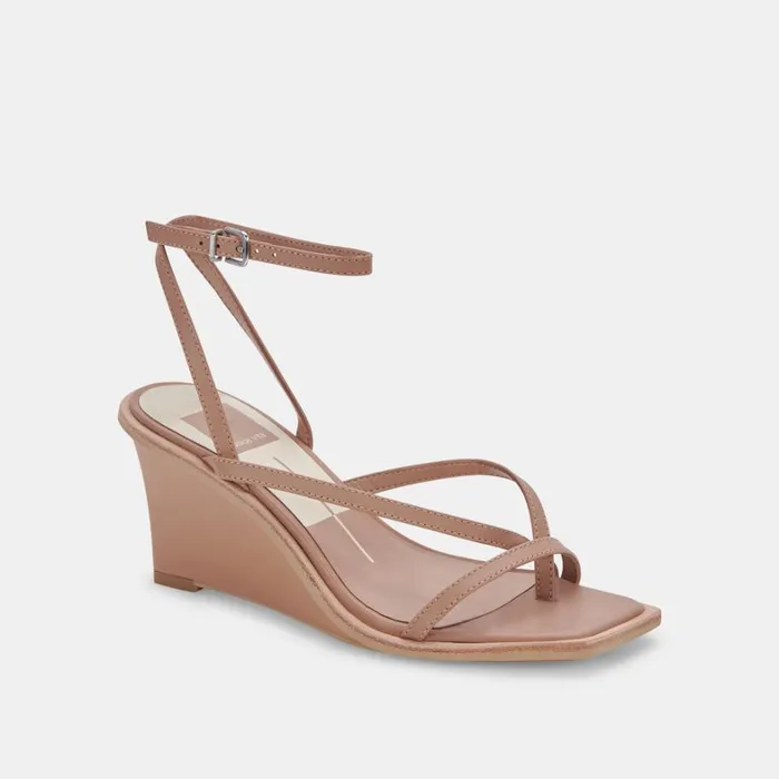 Sandals Women Dolce Vita Gemini Wedges Cafe Leather