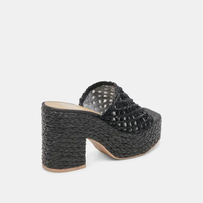 Sandals Women Dolce Vita Lisha Heels Onyx Raffia