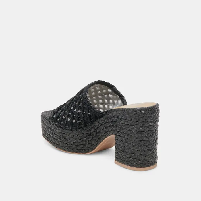 Sandals Women Dolce Vita Lisha Heels Onyx Raffia