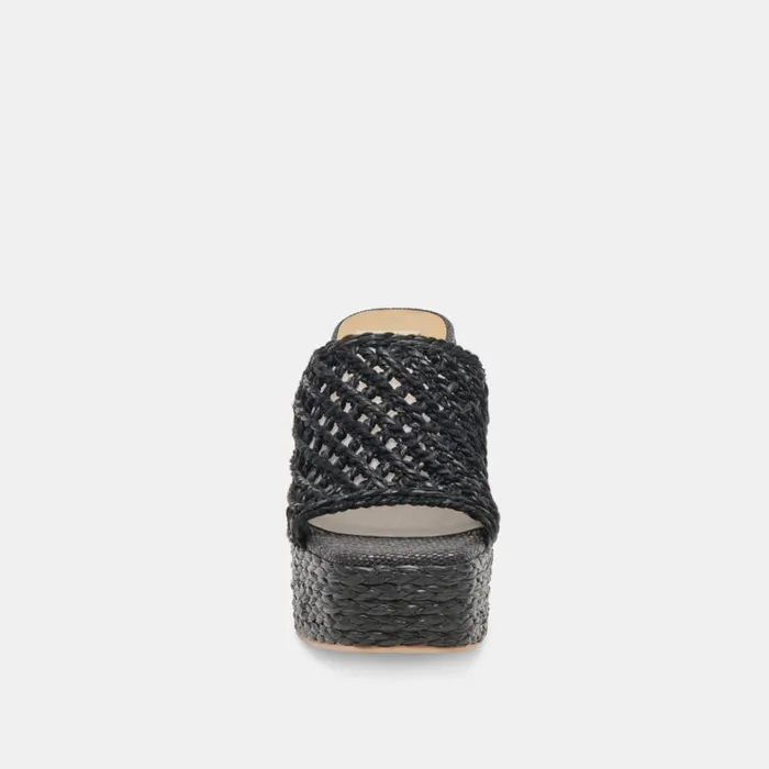Sandals Women Dolce Vita Lisha Heels Onyx Raffia