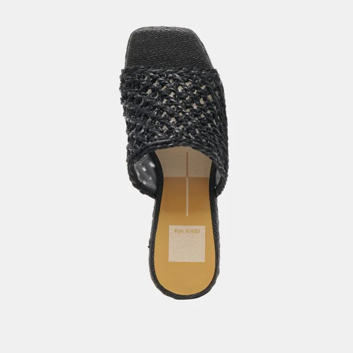Sandals Women Dolce Vita Lisha Heels Onyx Raffia