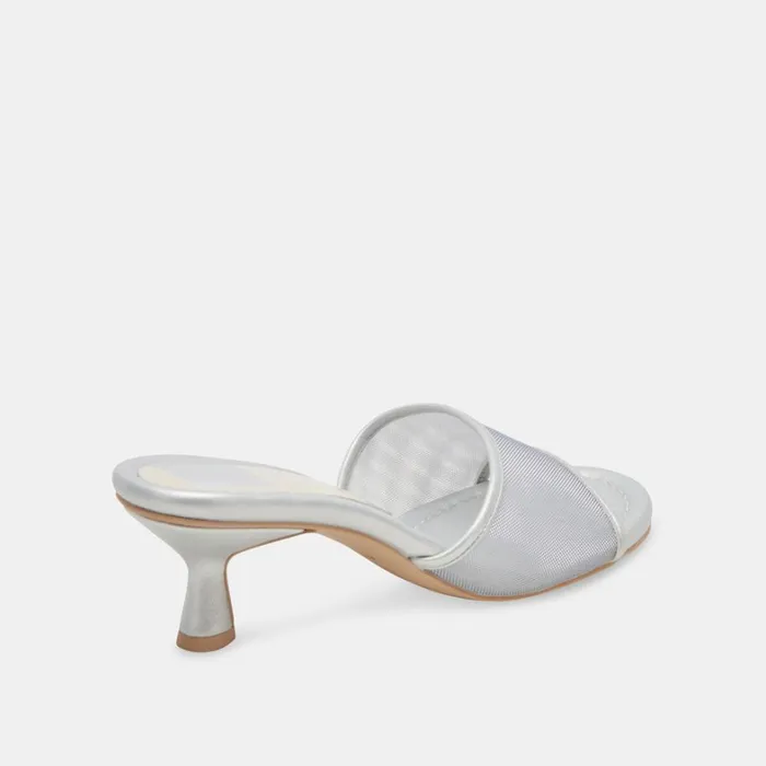 Sandals Women Dolce Vita Meeza Heels Silver Mesh