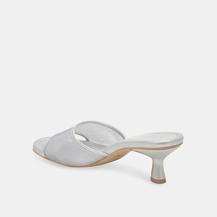 Sandals Women Dolce Vita Meeza Heels Silver Mesh