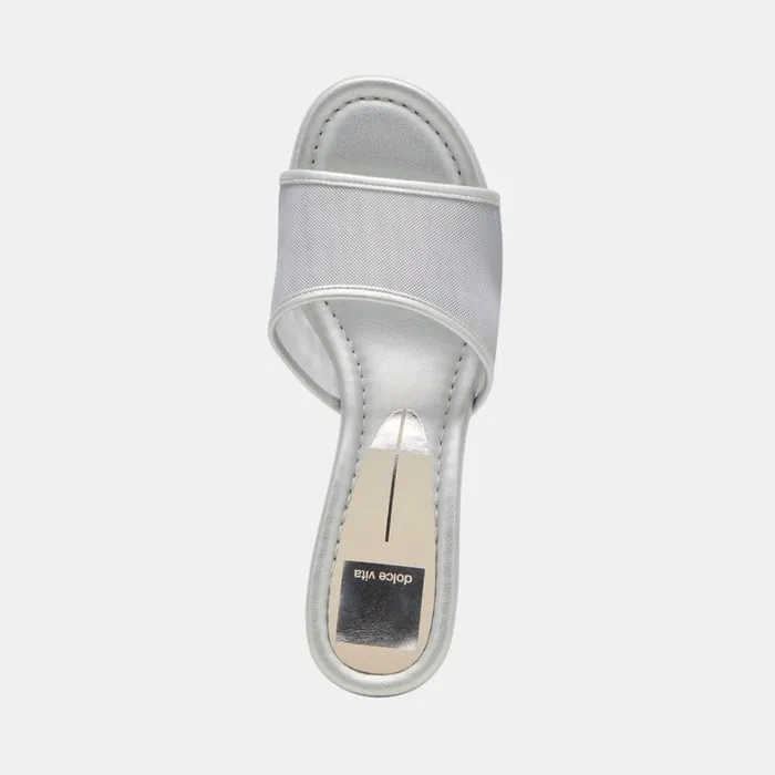 Sandals Women Dolce Vita Meeza Heels Silver Mesh