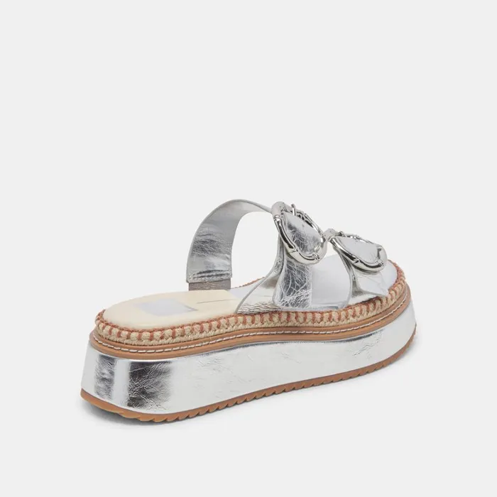 Sandals Women Dolce Vita Rysha Sandals Silver Crinkle Patent