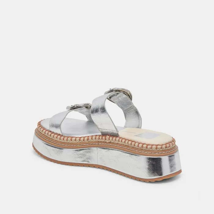 Sandals Women Dolce Vita Rysha Sandals Silver Crinkle Patent