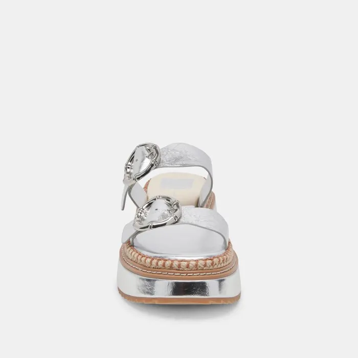 Sandals Women Dolce Vita Rysha Sandals Silver Crinkle Patent