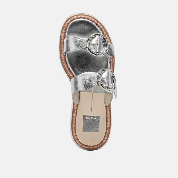 Sandals Women Dolce Vita Rysha Sandals Silver Crinkle Patent